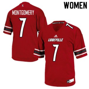 Women's Louisville Cardinals Monty Montgomery #7 Embroidery Red Jerseys 596459-196
