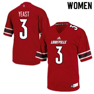 Women Louisville Cardinals Russ Yeast #3 Stitch Red Jersey 866291-956