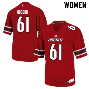 Women's Louisville Cardinals Bryan Hudson #61 Embroidery Red Jerseys 135870-438