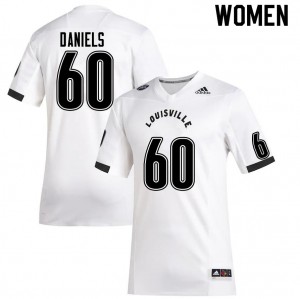 Women Louisville Cardinals Desmond Daniels #60 NCAA White Jersey 262915-148