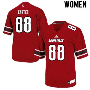 Women's Louisville Cardinals Jaelin Carter #88 Red College Jersey 423034-826