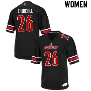 Women Louisville Cardinals Jatavian Churchill #26 Official Black Jerseys 942387-903