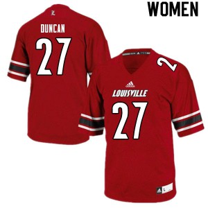 Women Louisville Cardinals Kenderick Duncan #27 Red NCAA Jersey 422423-108