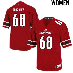 Womens Louisville Cardinals Michael Gonzalez #68 Embroidery Red Jerseys 422237-328