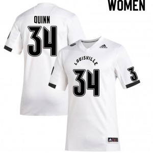Women Louisville Cardinals TJ Quinn #34 White Football Jerseys 101952-365