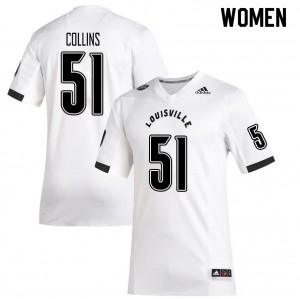 Women Louisville Cardinals Austin Collins #51 University White Jerseys 785866-327