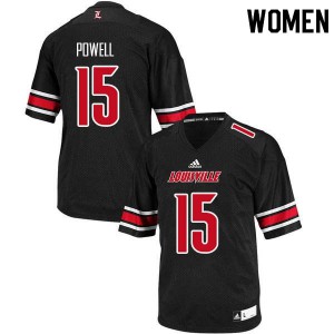 Womens Louisville Cardinals Bilal Powell #15 Embroidery Black Jersey 532390-815