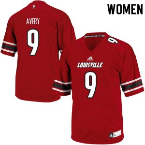 Women's Louisville Cardinals C.J. Avery #9 Red University Jersey 335689-835