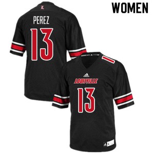 Women Louisville Cardinals Christian Perez #13 Black Football Jerseys 977060-541