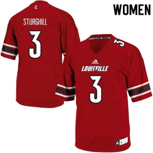 Women's Louisville Cardinals Cornelius Sturghill #3 Red Stitched Jerseys 258392-502