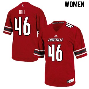 Women's Louisville Cardinals Darrian Bell #46 Red Stitched Jersey 477332-492