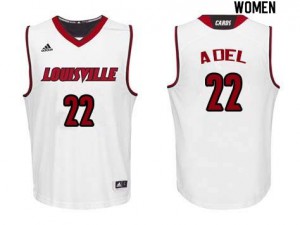 Women Louisville Cardinals Deng Adel #22 White Embroidery Jersey 366707-993