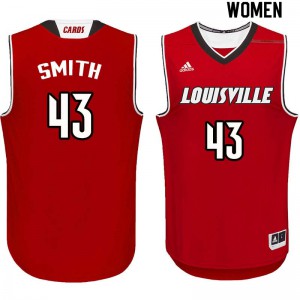 Womens Louisville Cardinals Derek Smith #43 Embroidery Red Jersey 713236-762