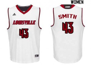 Women Louisville Cardinals Derek Smith #43 NCAA White Jersey 294449-874