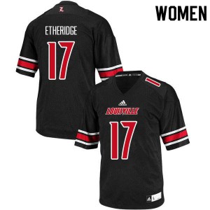 Women Louisville Cardinals Dorian Etheridge #17 University Black Jersey 592684-198
