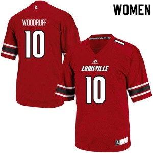 Women's Louisville Cardinals Dwayne Woodruff #10 University Red Jersey 251944-737