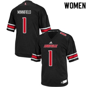 Women's Louisville Cardinals Frank Minnifield #1 Black Alumni Jerseys 315026-284