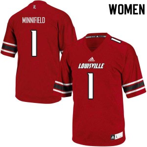 Women's Louisville Cardinals Frank Minnifield #1 Official Red Jersey 372317-720