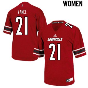Womens Louisville Cardinals Greedy Vance #21 Red Stitched Jerseys 665942-207