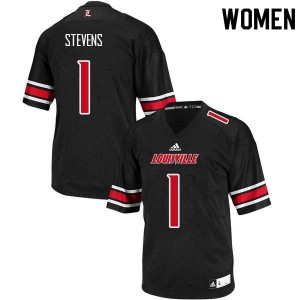 Womens Louisville Cardinals Howard Stevens #1 NCAA Black Jerseys 935078-830