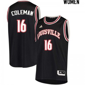 Women Louisville Cardinals Jack Coleman #16 University Black Jerseys 901312-797