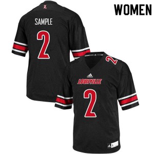 Women's Louisville Cardinals James Sample #2 Black Stitched Jersey 930408-437