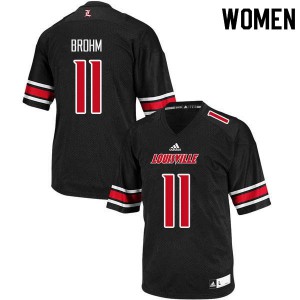 Women's Louisville Cardinals Jeff Brohm #11 Embroidery Black Jersey 878387-603