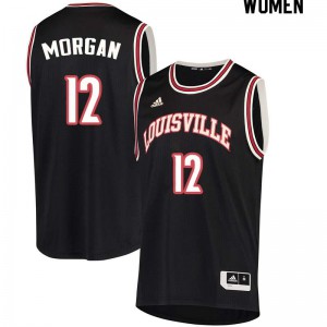 Women's Louisville Cardinals Jim Morgan #12 Stitched Black Jersey 477447-690