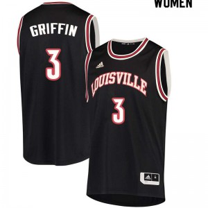 Women's Louisville Cardinals Jo Griffin #3 Black College Jersey 880170-853