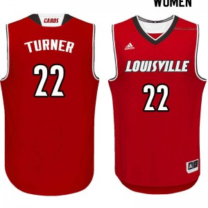 Women's Louisville Cardinals John Turner #22 Red College Jersey 860647-764