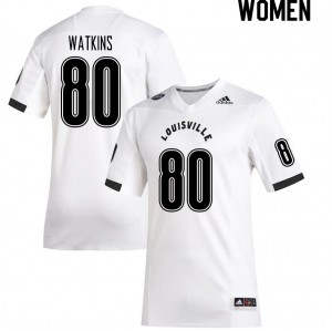 Women's Louisville Cardinals Jordan Watkins #80 White Football Jersey 319565-966
