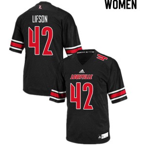 Women Louisville Cardinals Josh Lifson #42 Black University Jersey 281670-658