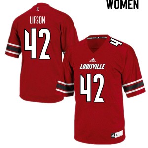 Womens Louisville Cardinals Josh Lifson #42 Red Official Jerseys 287434-759