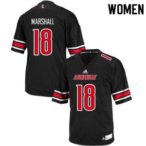 Womens Louisville Cardinals Justin Marshall #18 Black Stitched Jersey 618560-801