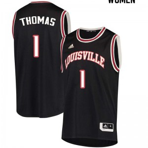 Women Louisville Cardinals Lance Thomas #1 Stitched Black Jerseys 750774-851