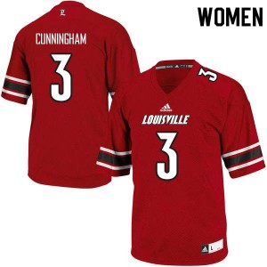 Women Louisville Cardinals Malik Cunningham #3 Red College Jersey 935080-313