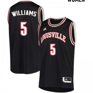Women's Louisville Cardinals Malik Williams #5 Black Embroidery Jerseys 588508-968