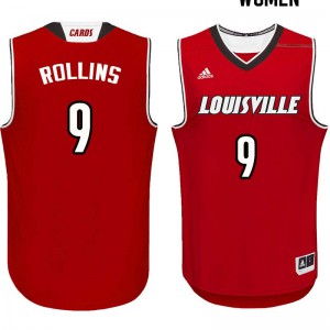 Women Louisville Cardinals Phil Rollins #9 Embroidery Red Jerseys 181360-301