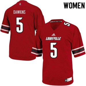 Women's Louisville Cardinals Seth Dawkins #5 College Red Jerseys 373888-682