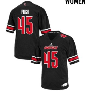 Women Louisville Cardinals Seth Pugh #45 Black Stitch Jersey 691571-791