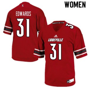 Women Louisville Cardinals Zach Edwards #31 Red Player Jersey 992222-608