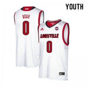 Youth Louisville Cardinals Akoy Agau #0 White Embroidery Jersey 588877-134