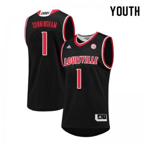 Youth Louisville Cardinals Christen Cunningham #1 Stitched Black Jerseys 621989-147