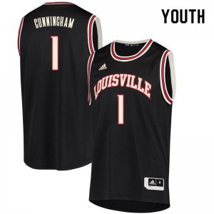Youth Louisville Cardinals Christen Cunningham #1 Basketball Retro Black Jerseys 265628-857