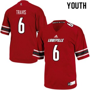 Youth Louisville Cardinals Jordan Travis #6 Red Stitch Jersey 178131-219
