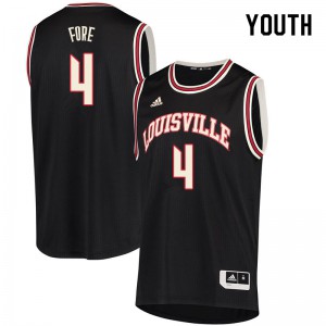 Youth Louisville Cardinals Khwan Fore #4 Official Retro Black Jersey 734967-701