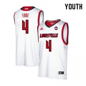 Youth Louisville Cardinals Khwan Fore #4 NCAA White Jerseys 362245-521