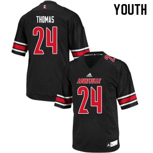 Youth Louisville Cardinals Lamarques Thomas #24 Black Stitch Jerseys 443398-406
