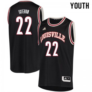 Youth Louisville Cardinals Aidan Igiehon #22 Official Retro Black Jerseys 875293-921