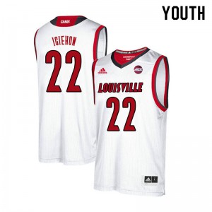 Youth Louisville Cardinals Aidan Igiehon #22 Stitch White Jerseys 383967-202